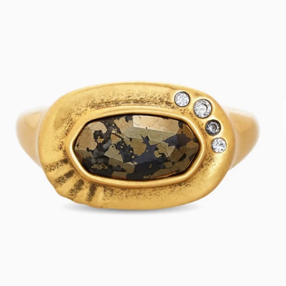 Kendra Scott Anna Vintage Gold Ring- Black Pyrite